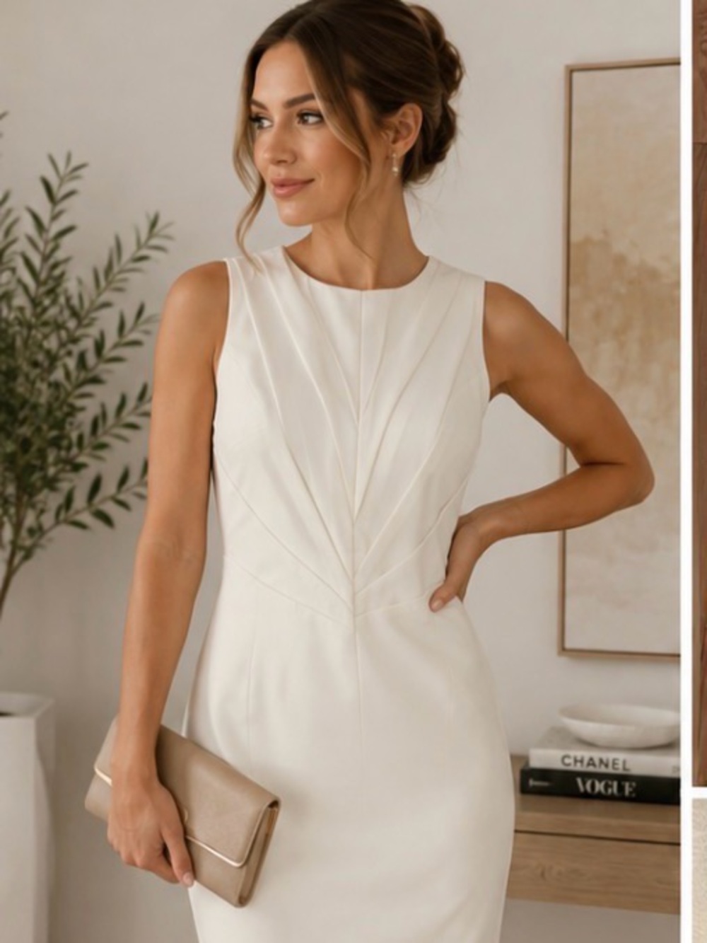 Kenar Cream Ivory Sheath Dress – Size 6